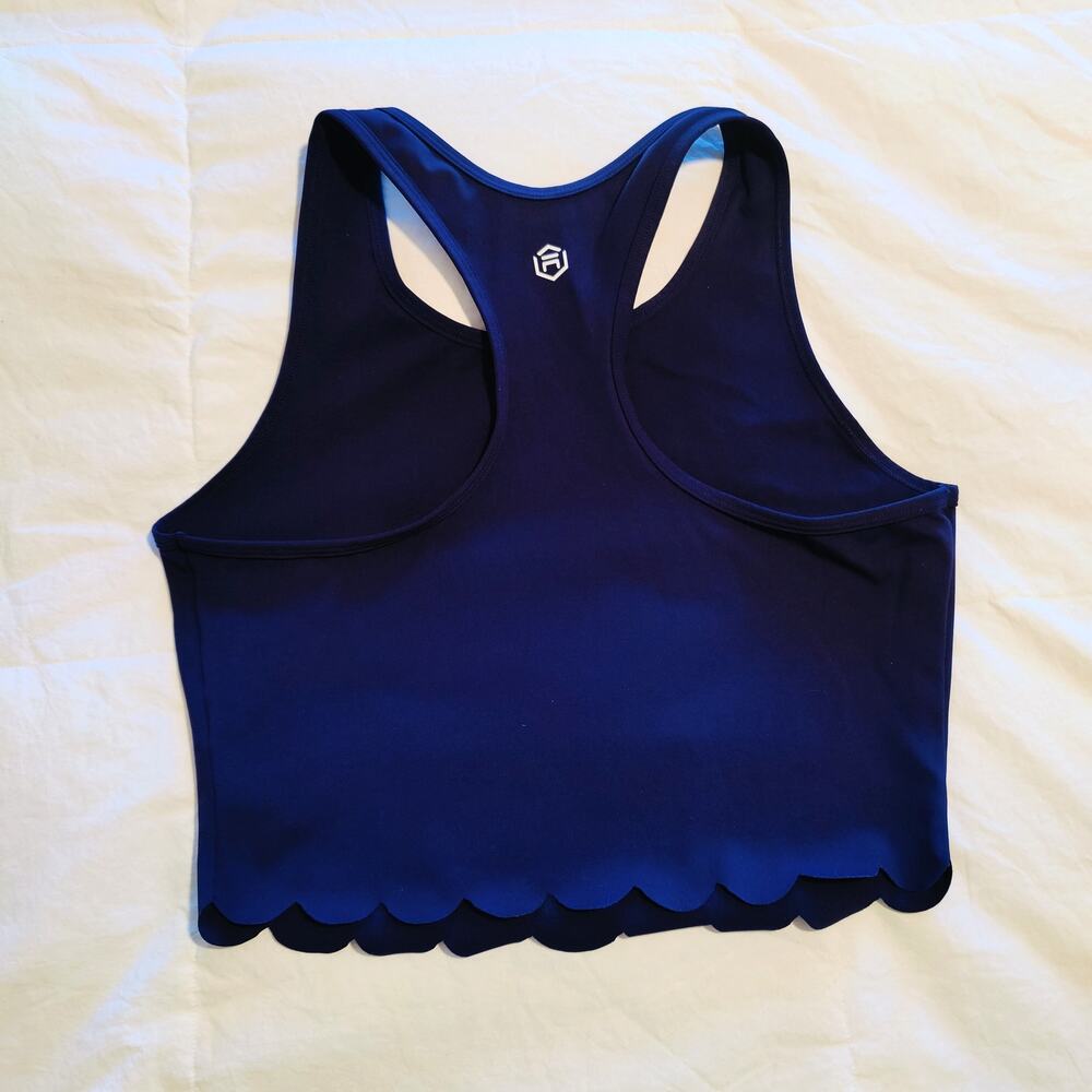 Attraco Navy Athletic Tank Sports Bra Scalloped Hem Activewear L - Picture 3 of 8